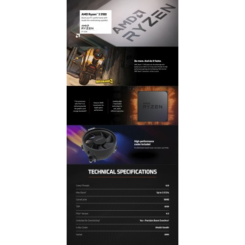 AMD Ryzen 3 3100 Desktop Processor With Wraith Stealth Cooling Solution - Image 2