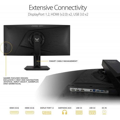Asus TUF VG35VQ 35” Curved WQHD 100Hz HDR FreeSync Gaming Monitor - Image 6