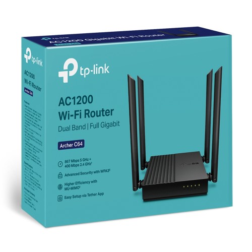 TP-Link Archer C64 AC1200 1200mbps Dual-Band Wireless MU-MIMO Gigabit WiFi Router - Image 4