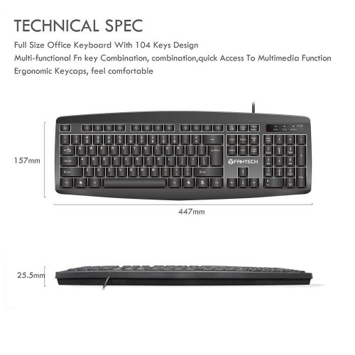 Fantech KM100 USB Keyboard Mouse Combo Black - Image 3