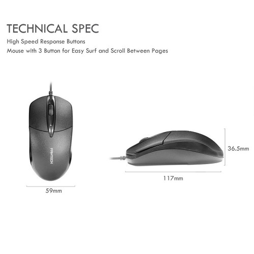 Fantech KM100 USB Keyboard Mouse Combo Black - Image 2